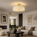 Even Ambient Textured Glass & Copper Frame Semi-Flush Ceiling Light