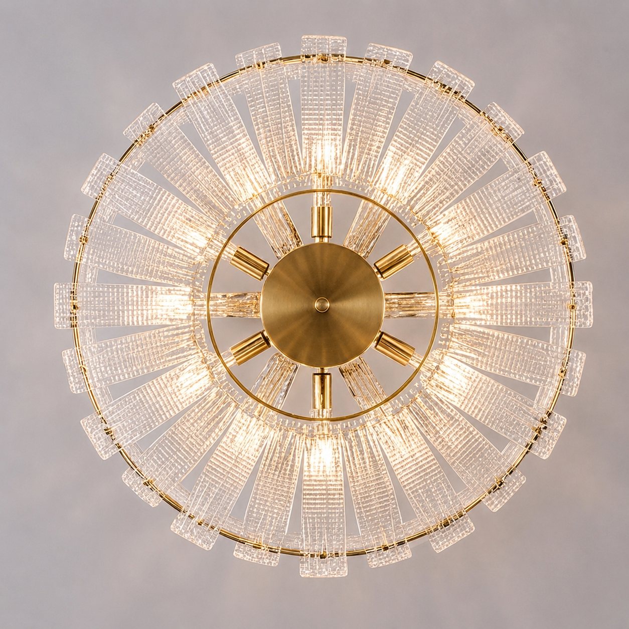 Even Ambient Textured Glass & Copper Frame Semi-Flush Ceiling Light