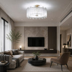 Even Ambient Textured Glass & Copper Frame Semi-Flush Ceiling Light