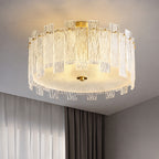 Even Ambient Textured Glass & Copper Frame Semi-Flush Ceiling Light