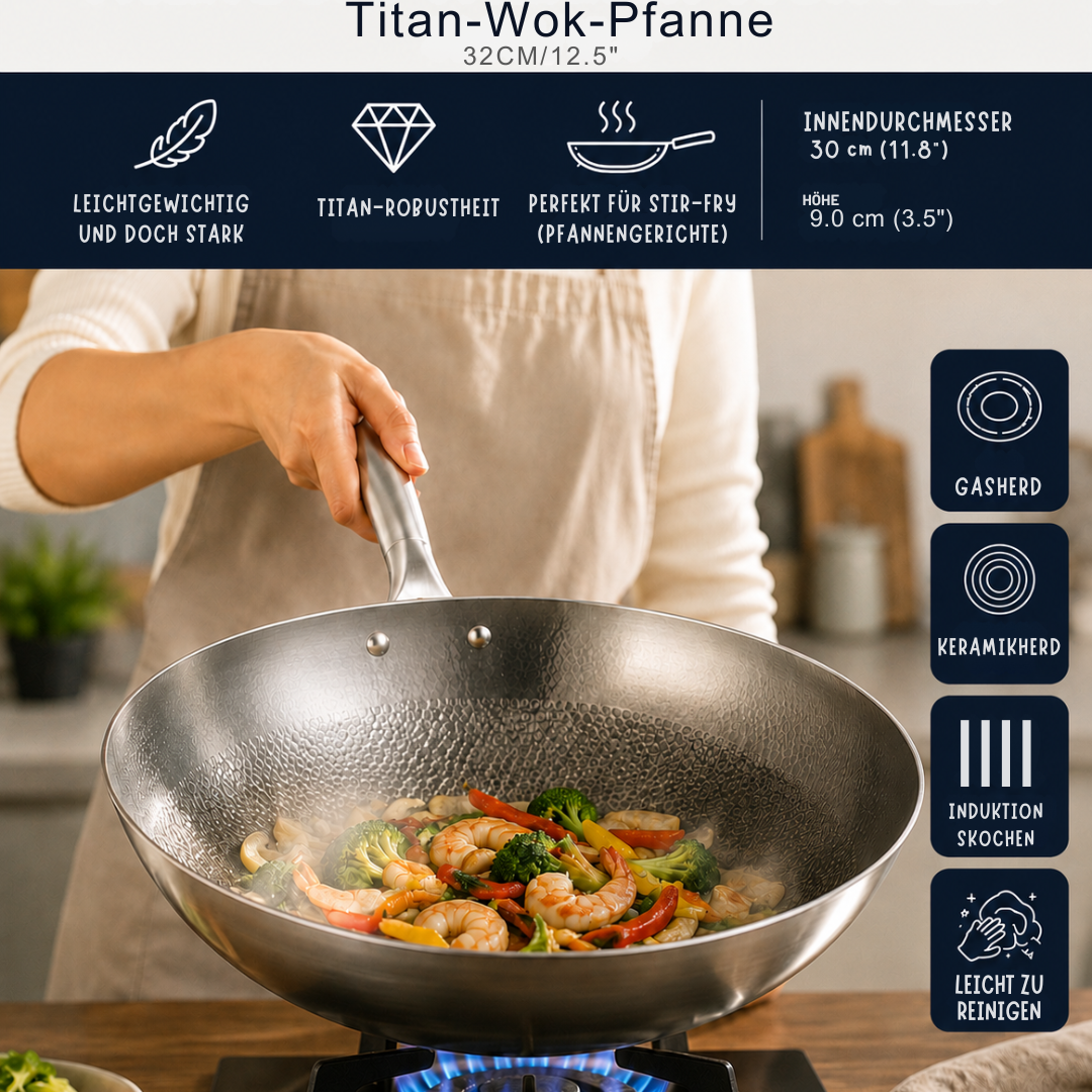 Even-Heat Titanium Wok Pan (32 cm)