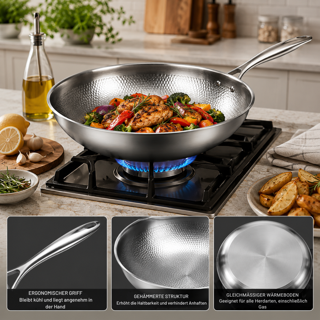Even-Heat Titanium Wok Pan (32 cm)