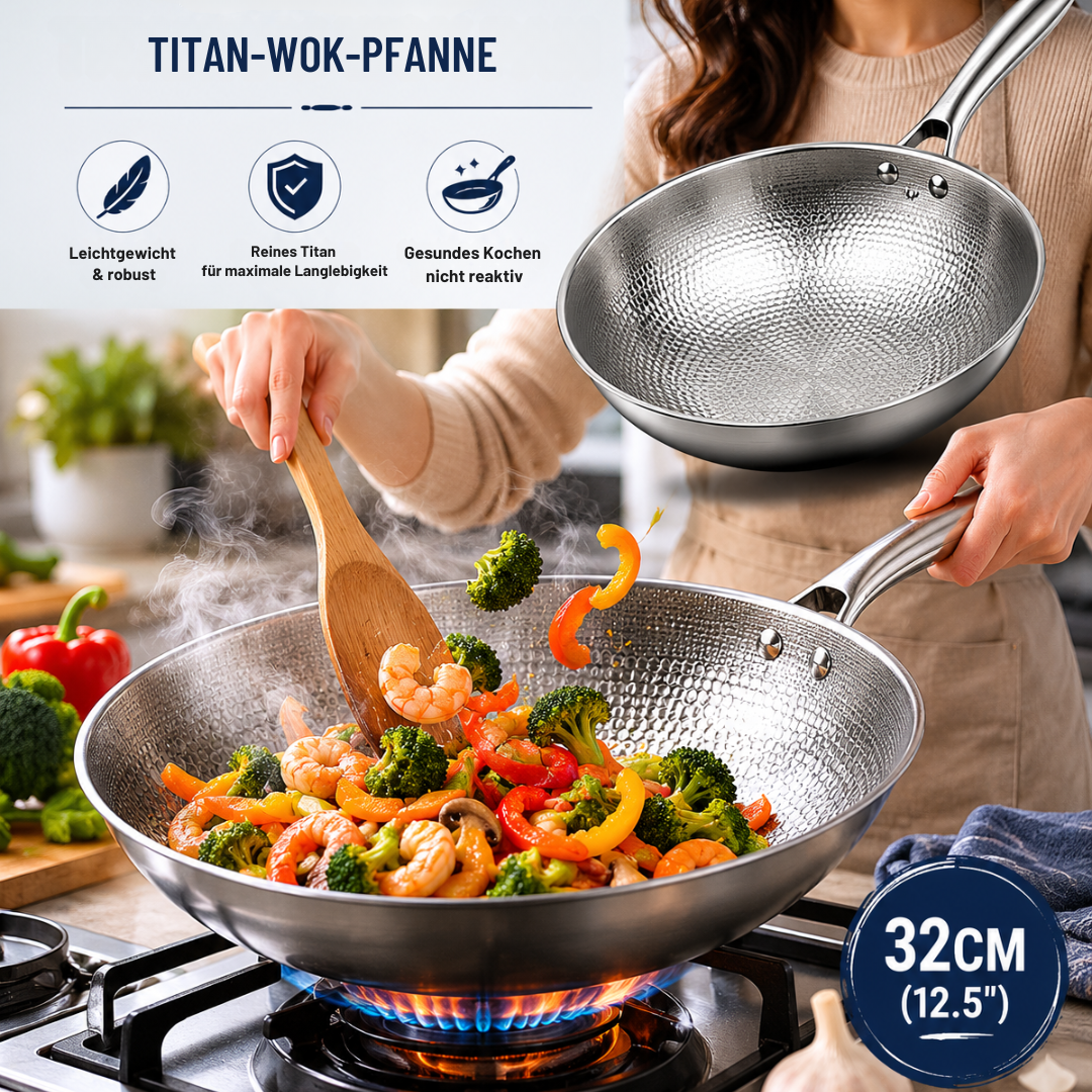 Even-Heat Titanium Wok Pan (32 cm)