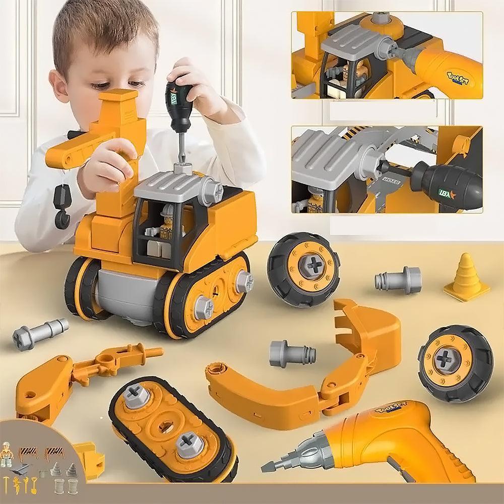 Excavator Toy Buildable Kit With Tools & Stickers