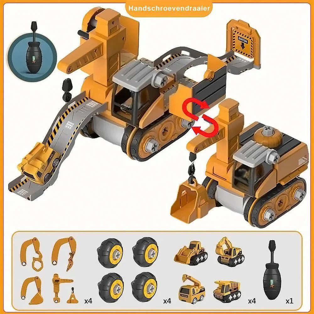 Excavator Toy Buildable Kit With Tools & Stickers
