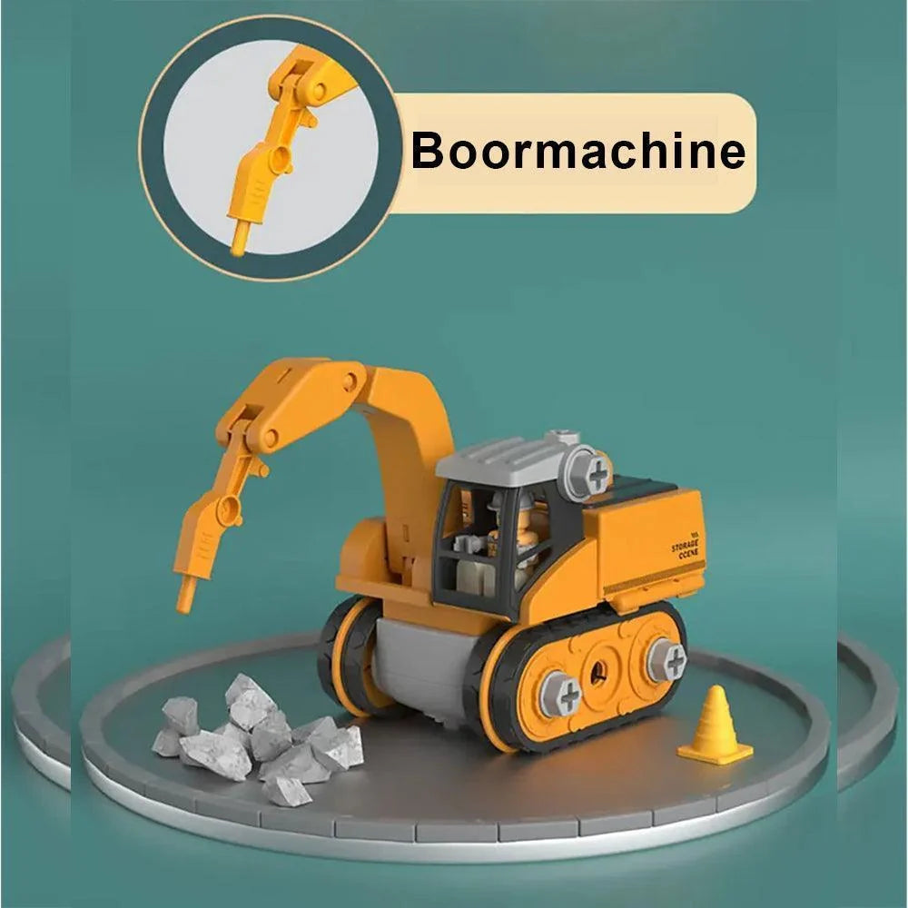 Excavator Toy Buildable Kit With Tools & Stickers