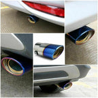 Exhaust Tip Chrome Blue Finish Stainless Steel Drainage Holes