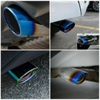 Exhaust Tip Chrome Blue Finish Stainless Steel Drainage Holes