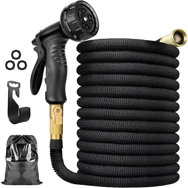 Expandable Garden Hose 100FT 8 Spray Patterns Brass Fittings