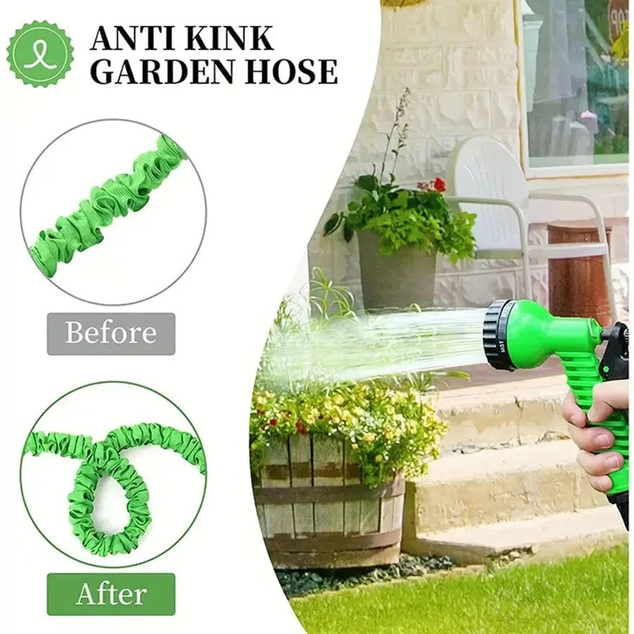 Expandable Garden Hose 3X Length 7-Function Spray Gun