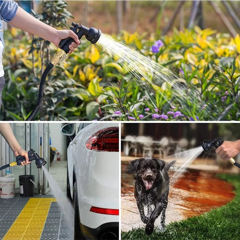 Expandable Garden Hose 8 Spray Patterns Brass Fittings