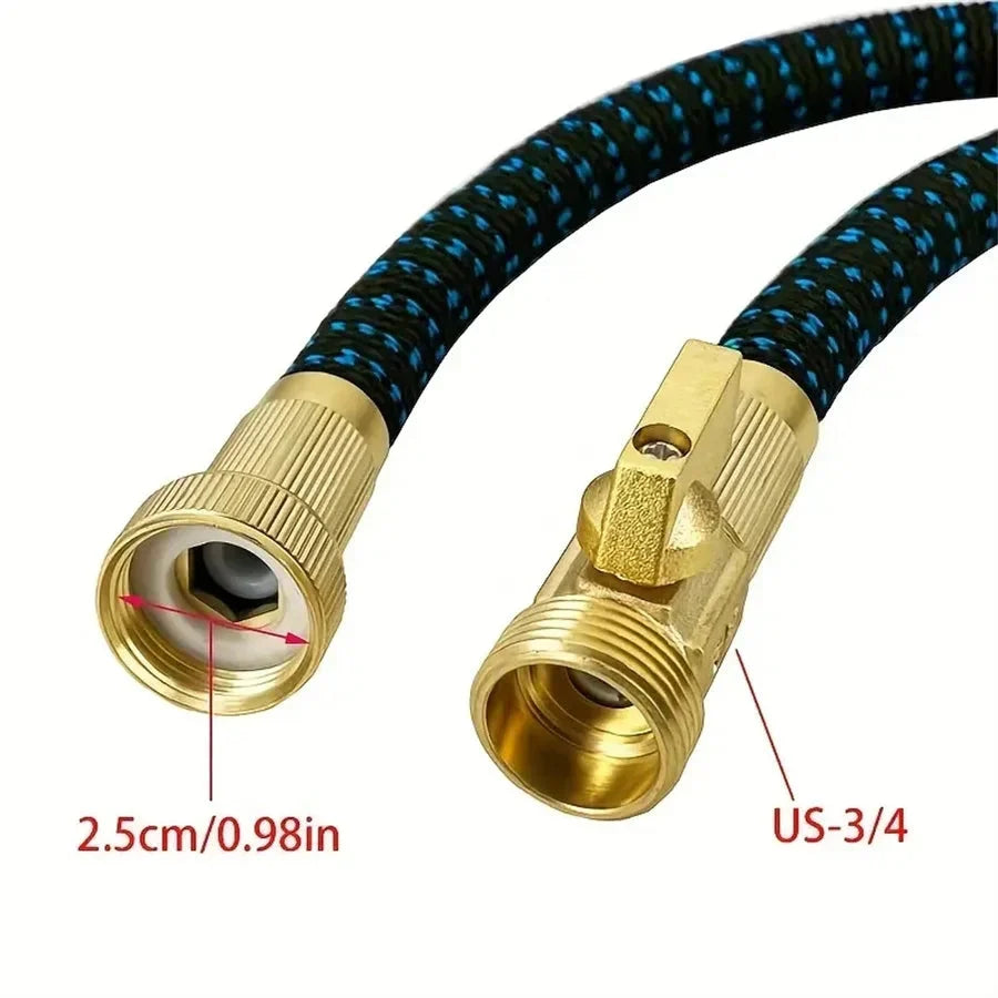 Expandable Garden Hose Auto-Retract Kink-Resistant Brass Fittings