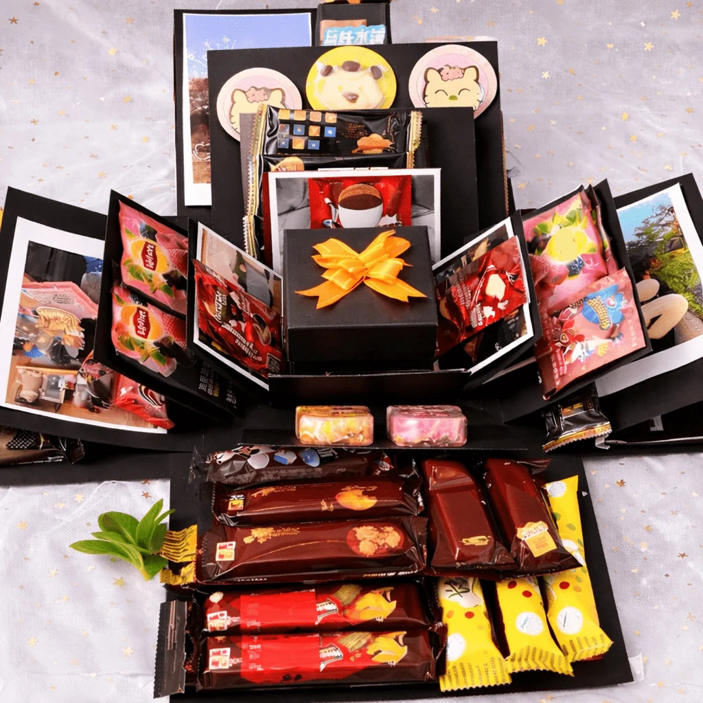 Explosion Gift Box Four Panel Photo Reveal Cardstock Kit