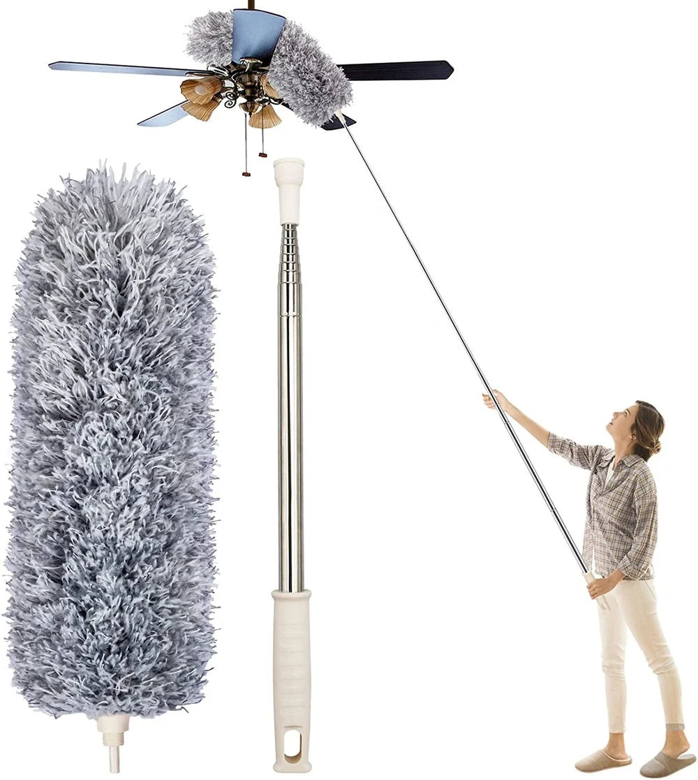 Extendable Duster Telescopic Pole Flexible Microfiber Head