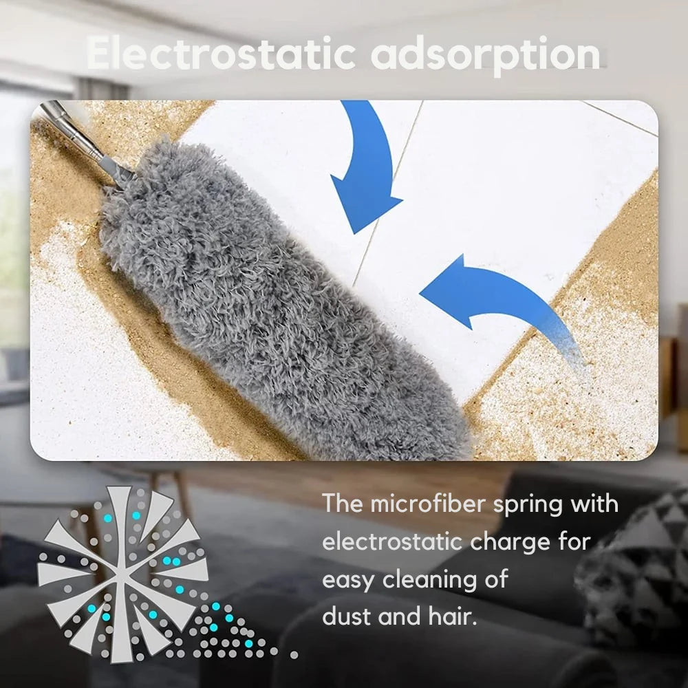 Extendable Duster Telescopic Pole Flexible Microfiber Head