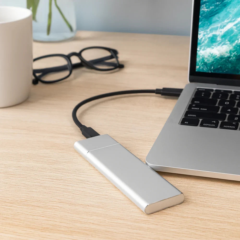 External Hard Drive 500GB Brushed Aluminum High-Speed USB