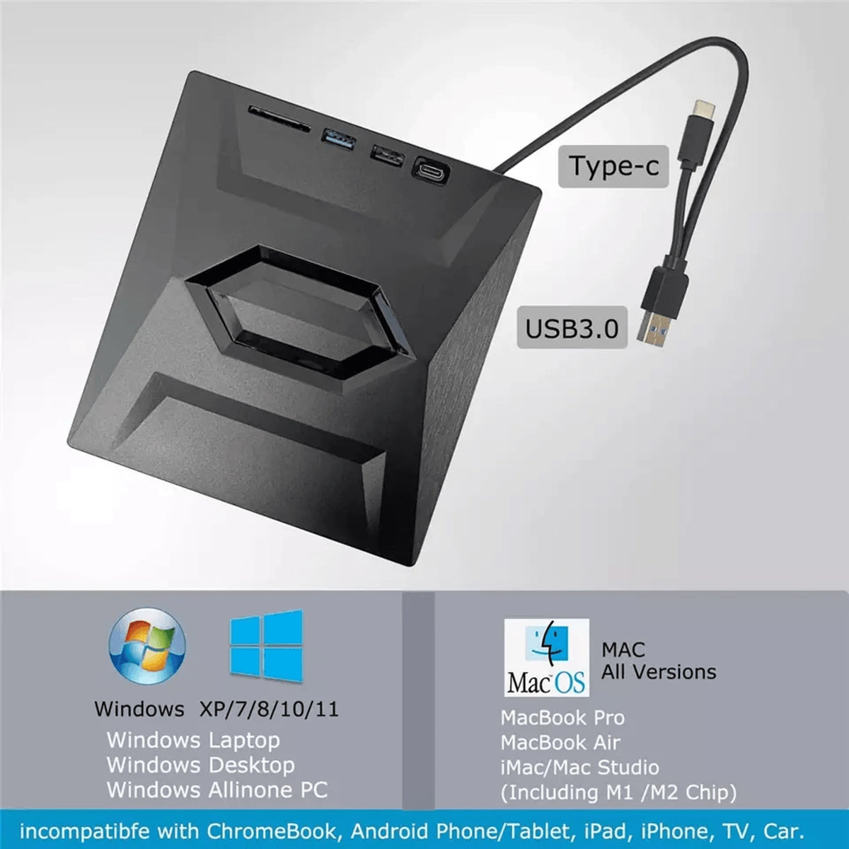 External Optical Drive 24X Read Speed SD Card Slot