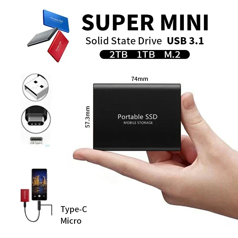 External SSD 2 TB USB 3.1 Plug & Play