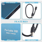 External SSD 2TB USB-C & USB 3.1 Portable Durable