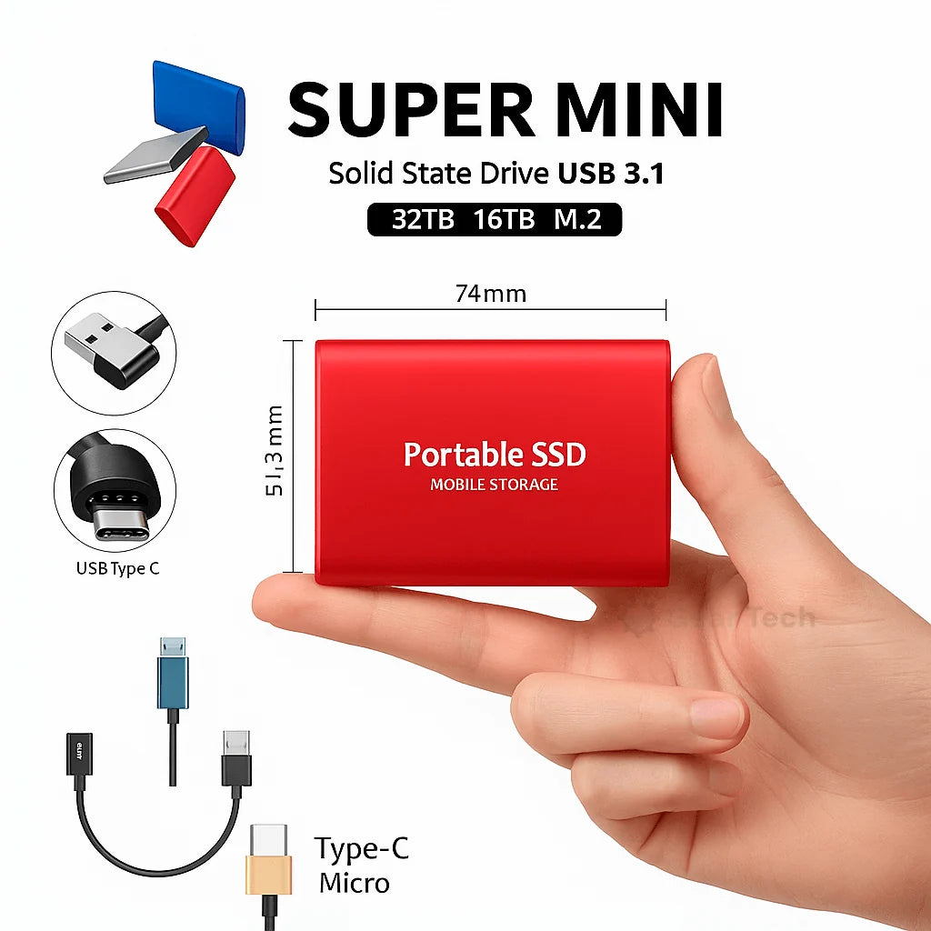 External SSD High-Speed USB 3.0 Up To 32 TB