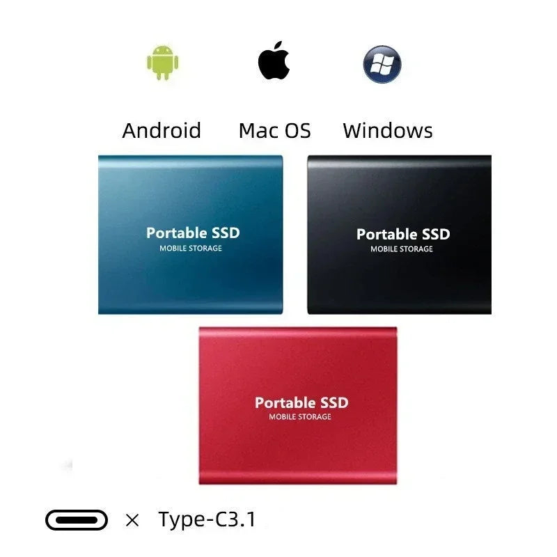 External SSD USB-C 3.1 Plug-And-Play Shock-Resistant