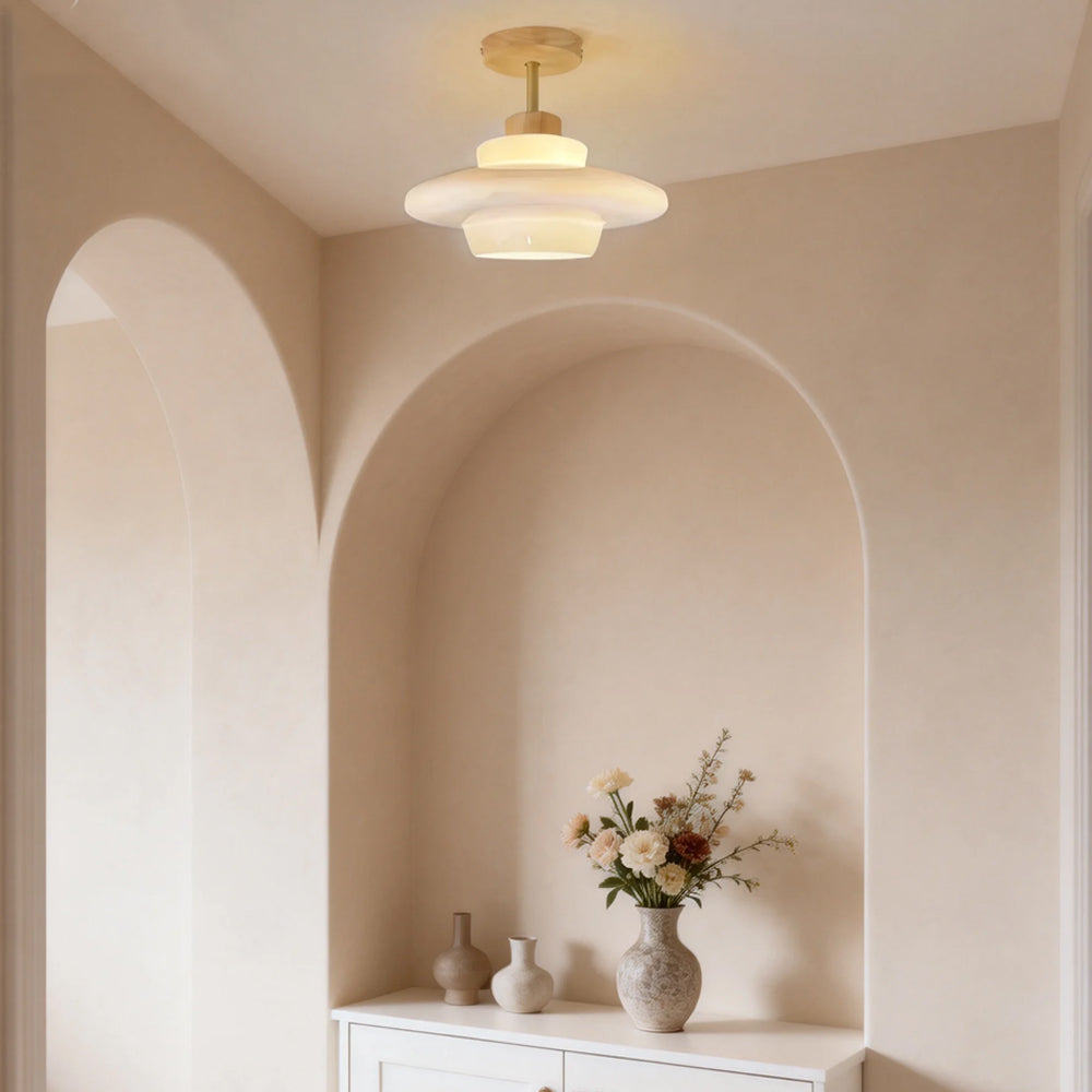Eye-Care Cream Glass Flush Mount Ceiling Light