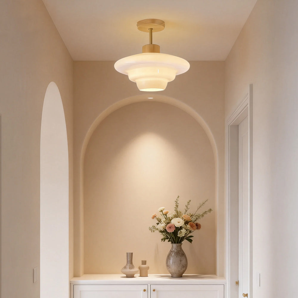 Eye-Care Cream Glass Flush Mount Ceiling Light