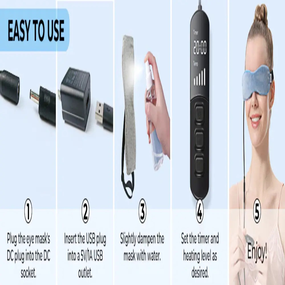 Eye Warm Compress Mask USB-Powered Adjustable Heat & Timer