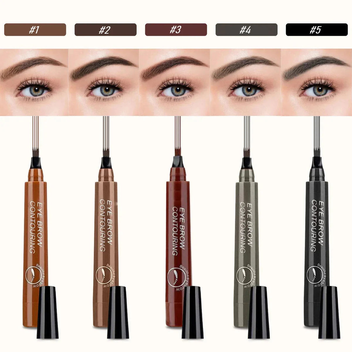 Eyebrow Pen Fine-Tip Smudge-Proof Long-Wearing 5 Shades