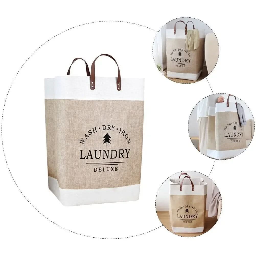 Fabric Storage Basket Foldable Reinforced Seams & Handles