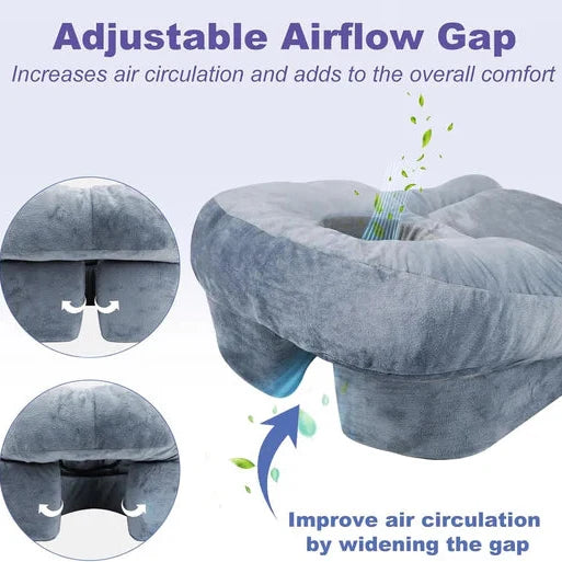 Face Down Pillow Contoured Memory Foam Washable Velvet Cover