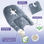 Face Down Pillow Contoured Memory Foam Washable Velvet Cover