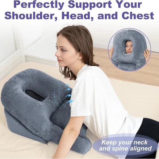 Face Down Pillow Contoured Memory Foam Washable Velvet Cover