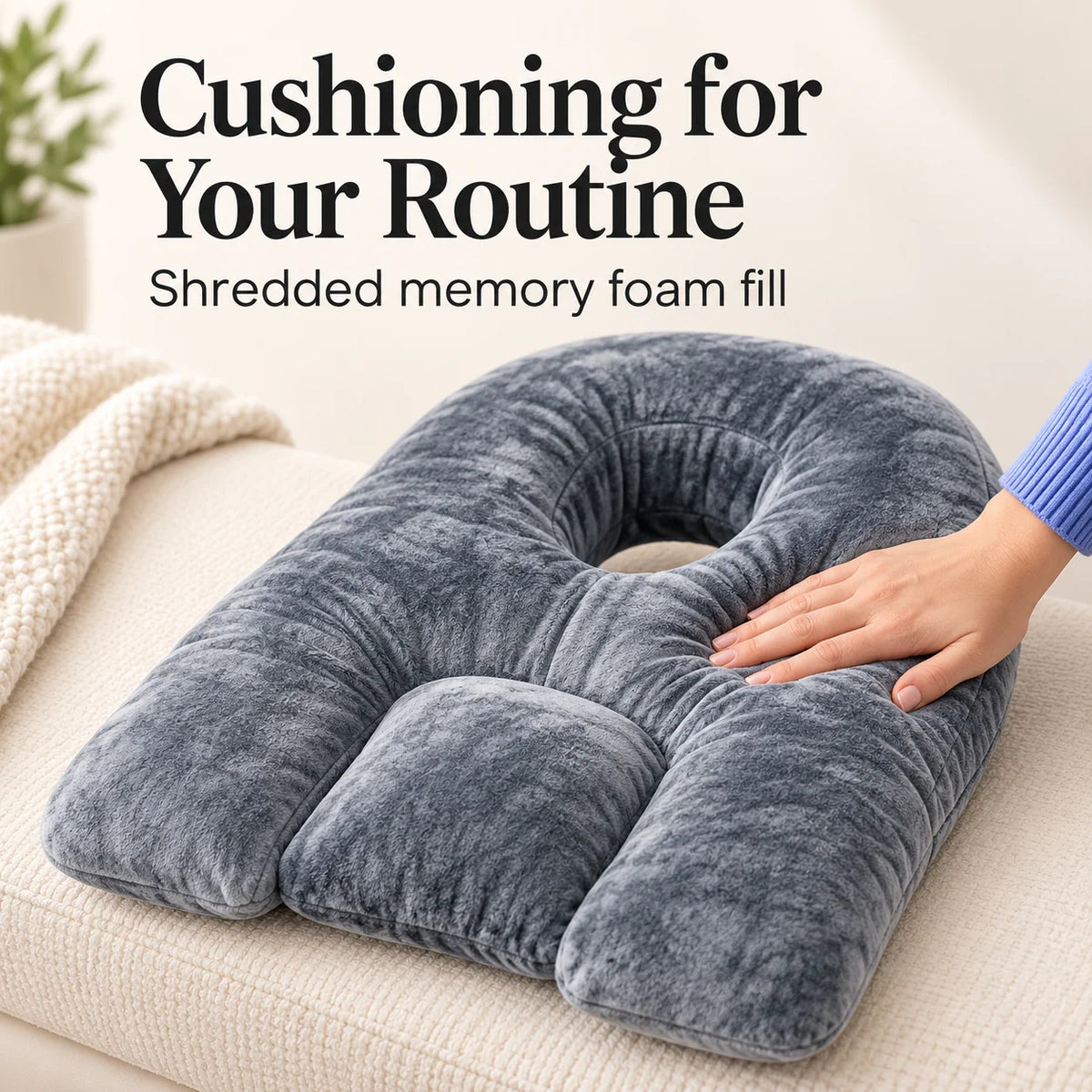 Face-Down Pillow Face Opening Shredded Memory Foam