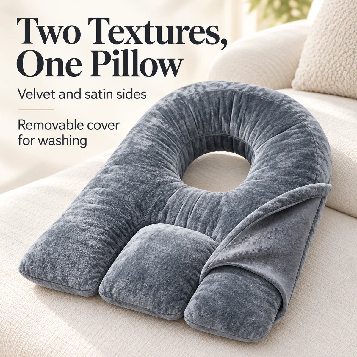 Face-Down Pillow Face Opening Shredded Memory Foam
