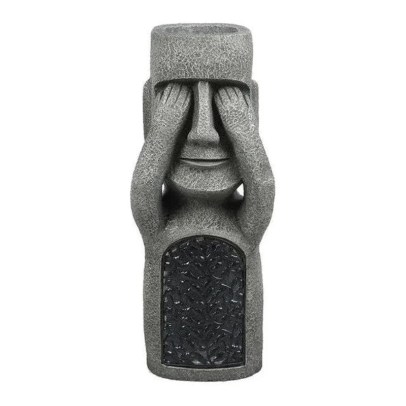 Face Planter Solar LED Weatherproof Resin Three Wise Monkeys