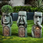 Face Planter Solar Powered LED Stone Look Resin
