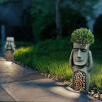 Face Planter Solar Powered LED Stone Look Resin