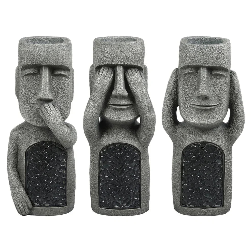 Face Planter Solar Powered LED Stone Look Resin