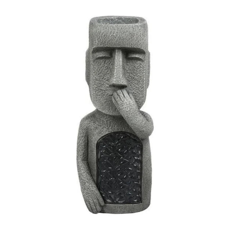 Face Planter Solar Powered LED Stone Look Resin
