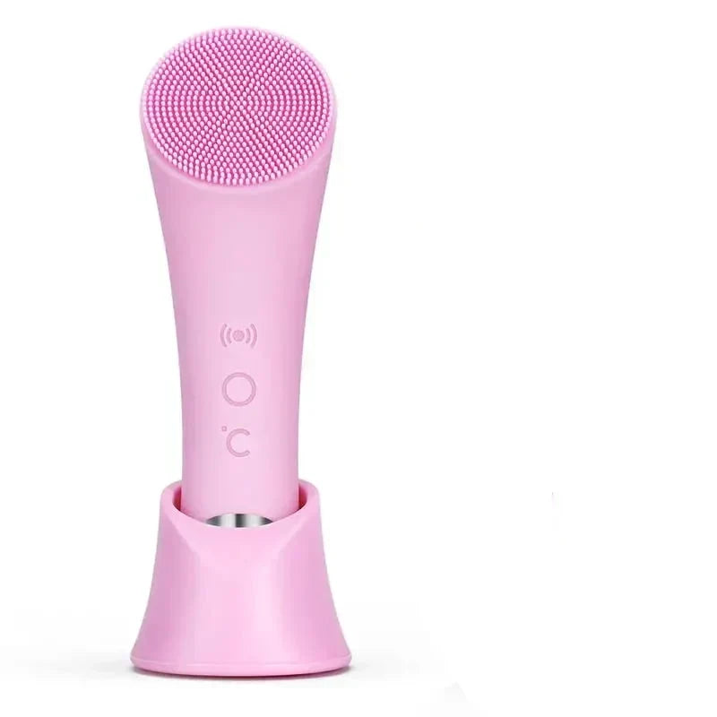 Facial Cleansing Brush Vibrating Warming Tip Food-Grade Silicone