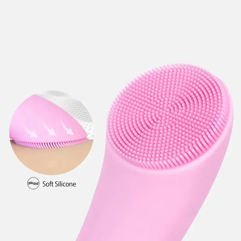 Facial Cleansing Brush Vibrating Warming Tip Food-Grade Silicone