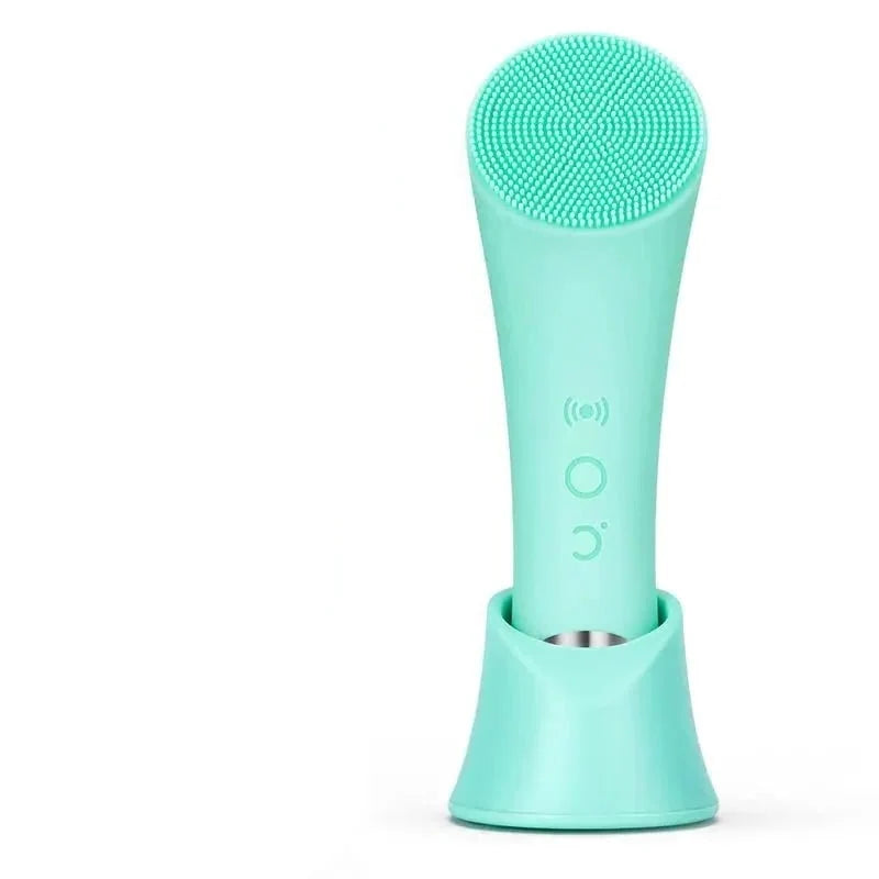 Facial Cleansing Brush Vibrating Warming Tip Food-Grade Silicone