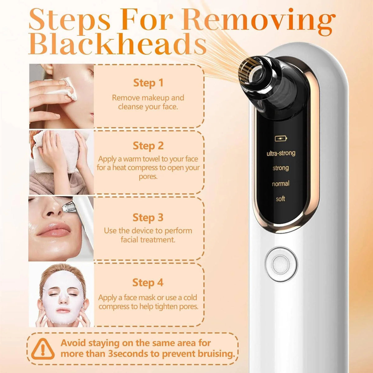 Facial Pore Vacuum Adjustable Suction 5 Interchangeable Heads