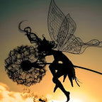Fairy Garden Sculpture Powder-Coated Steel Weather-Resistant