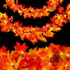 Fall Garland 9 Ft 50 Warm Orange Bulbs