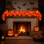 Fall Garland 9 Ft 50 Warm Orange Bulbs