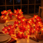 Fall Garland 9 Ft 50 Warm Orange Bulbs