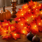 Fall Garland 9 Ft 50 Warm Orange Bulbs