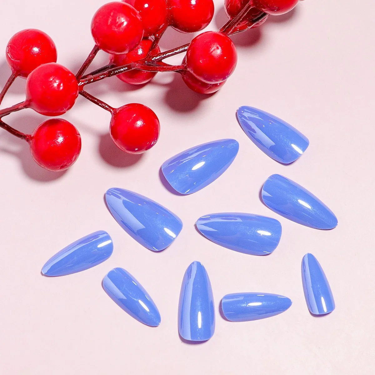 False Nail Tips Gel Almond Glossy Set of 24